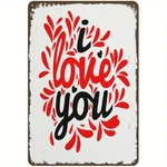 Artistic "i Love You" Red Leaf Accent Retro Distressed Metal Sign Wall Decor. Fixed Price $10.64.