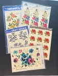 Vintage Meyercord Floral Decals 1538-A, 598-A, 1538-G, 5003-G, 599-D Sealed. Fixed Price $14.99.