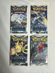 4 X Pokemon Tcg: Sword & Shield Silver Tempest Booster Pack Sealed Art Set. Fixed Price $50.00.