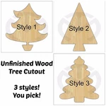 Unfinished Wood Christmas Tree Laser Cutout, Door Hanger, Paint Ready, 3 Styles. Fixed Price $9.14.
