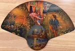 Vintage 1928 Tri-panel Figural Garden Paper Advertising Fan Edwin Pratt Sons. Fixed Price $9.13.