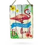 Welcome To The Beach Hanging Flamingo Wooden Sign Display 9.5 Inches. Fixed Price $22.58.
