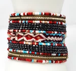 Wide Beaded Braided Jane Cuff Bracelet Multicolor Seed Boho Bangle. Fixed Price $14.00.