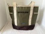 Lands End Womens Tri-color Green Brown Cream Canvas Handled Bag Tote Mickelson. Fixed Price $9.00.