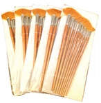 Golden Synthetic Hair Fan Style Paint Brush 9PCS - 5 Sets. Fixed Price $6.00.