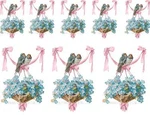 Vintage Image Shabby Victorian Birds Flower Basket Bows Waterslide Decals BIR825. Fixed Price $13.99.