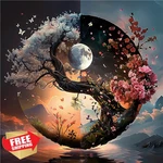 Lxmsja Yin Yang Tree 12X12" Diamond Art Kits For Adults Moon Painting. Fixed Price $20.00.