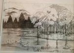 Tri Chem Ducks Mountain Lake View Liquid Embroidery 7258 Picture To Paint. Fixed Price $16.87.