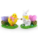 Bestpysanky Set Of Chick And Bunny Carrying Easter Egg Holder Figurines 5 Inches. Fixed Price $46.23.