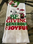 Peanuts Snoopy Charlie Brown Be Giving Christmas Kitchen Towel Set 2 Pack Nwt. Fixed Price $12.49.