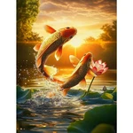 Fish Diamond Art For Adults,lotus Painting KITS,5D Full Drill Dots. Fixed Price $6.99.