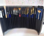 Nylon Artist Paint Organizer Pouch, 25 Slot Holder, & 19 Brushes. Fixed Price $49.00.