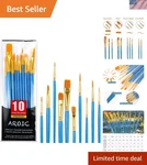 Artisan Quality 10-PIECE Brush Set For Professional Oil And Watercolor Painting. Fixed Price $8.99.