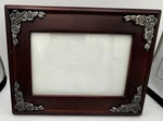 The Weston Gallery Cherry Wood Style Photo Picture Frame W/ Pewter Rose Accents. Fixed Price $17.99.