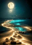 Kinplub Moonlight Beach Diamond Painting 12 X 16 Inches, Seaside. Fixed Price $12.66.