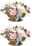 Vintage Image Victorian Shabby Large Doves Roses Basket Waterslide Decals BIR822. Fixed Price $13.99.