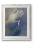 Silver Clouds Lighthouse 14X11 Original Modern Art Ocean Interior Design. Fixed Price $87.50.