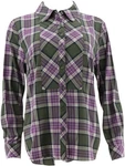 Denim & Co Stretch Weave Plaid Button Front Long Slv Shirt Olive Xxs Nwot (1077). Fixed Price $17.99.