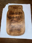 Wood Burnt Mason Jar Decoration- Dark Walnut Color. Fixed Price $5.00.