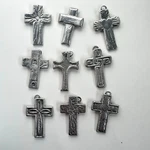 9 Piece Lot Small Handmade Pewter Silver Religious Artistic Crosses 3". Fixed Price $54.00.