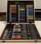 Darice Portable Art Studio 131 Pc Deluxe Set In Wood Box Case Craft Kids 6+. Fixed Price $10.00.