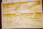 * 8191 Romantic Sea Woman Walking Beach Picture To Paint 12X18. Fixed Price $25.00.