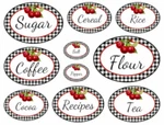 Vintage Image Checkered Cherry Canister Spice Labels Waterslide Decals KI421. Fixed Price $13.99.