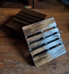 Pallet Coaster Set Of 4 Dark Walnut Unique Rustic Gift. Fixed Price $10.00.