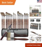 25PCS Paint Brush Set, Professional 9 Shapes With Wide Flat, Filbert, Fan, Da.... Fixed Price $69.06.