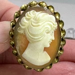 Cameo Hand Carved Shell Very Old Vintage 12KT Gf Brooch Pendant M-4697. Fixed Price $99.99.