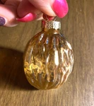 Small Crackle Gold Walnut Blown Glass Christmas Ornament 2 1/4". Fixed Price $12.95.