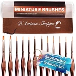 Miniature Paint Brushes Set 12PC By Artisan Shoppe, Fine Tip Detail S.... Fixed Price $38.93.