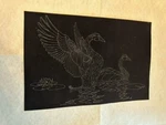 Vtg Tri-chem Black Velveteen Picture 2483 Swans With Instructions. Fixed Price $23.99.