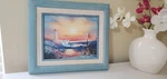 Original Oil Painting Signed By Joyce Lighthouse Coastal Seascape Wood Framed. Fixed Price $120.00.