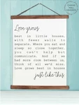 Wood & Canvas Wall Hanging Sign, Love Grows Best Little Houses Quote Art. Fixed Price $30.28.