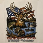 American Outdoors Wildlife Heritage Duck Fish Turkey Deer Hunting Shirt #0153. Fixed Price $15.99.
