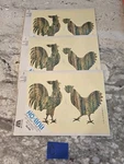 Vintage Meyercord Decorative Transfer Rub On Decals 1980 697-C Chicken Rooster. Fixed Price $18.99.
