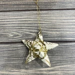 Vintage Christmas Ornament Paper Decoupage Gold Star Ribbon Wrapped 3.25. Fixed Price $12.59.