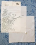 Tri Chem 7033 Exotic Birds Pillow Fabric Liquid Embroidery Chart 14". Fixed Price $15.00.