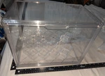 14X10.75X8.5" Clear Acrylic Plastic Display Storage Box, Magnetic Door, Blocks. Fixed Price $36.99.