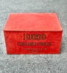 Vtg Duro Decorative Decals Metal Advertising General Store Display Box. Fixed Price $125.00.