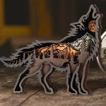 3D Multi-layered Wooden Animal Artistic Wolf / Coyote Figurine Precision Cut New. Fixed Price $12.83.