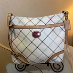 Coach Peyton Tattersall Pink Plaid Shoulder Bag Leather Trim No A1326-F21904. Fixed Price $39.99.