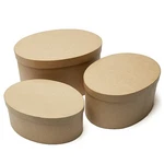 Set Of 3 Factory Direct Handcrafted Paper Mache Oval Nested Boxes. Fixed Price $20.99.