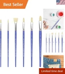 Creative 6PCS Hog Bristle Brushes Ideal For Watercolor And Acrylic Techniques. Fixed Price $13.99.