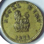 Gb - 1821 Royal Mint Curt Weight Half Sovereign Token 19 Mm Brass Ec 9125. Fixed Price $32.98.
