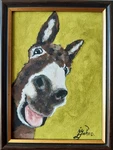 Donkey Original Oil Painting Portrait Smile Wall Art Framed 5 X 7. Fixed Price $40.00.