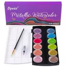 Dyvicl Metallic Watercolor Set 12 With Paint Brushes & Mixing Tray. Fixed Price $5.00.