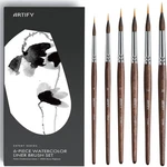 Artify 6-PIECE Professional Watercolor Liner Brush Set Sable & Nylon Hybrid Ex. Fixed Price $23.09.