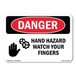 Hand Hazard Watch Your Fingers Ansi Danger Sign Metal Plastic Decal. Fixed Price $36.99.